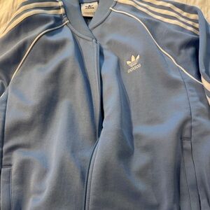 Adidas Light Blue Track Jacket with White Stripes men’s